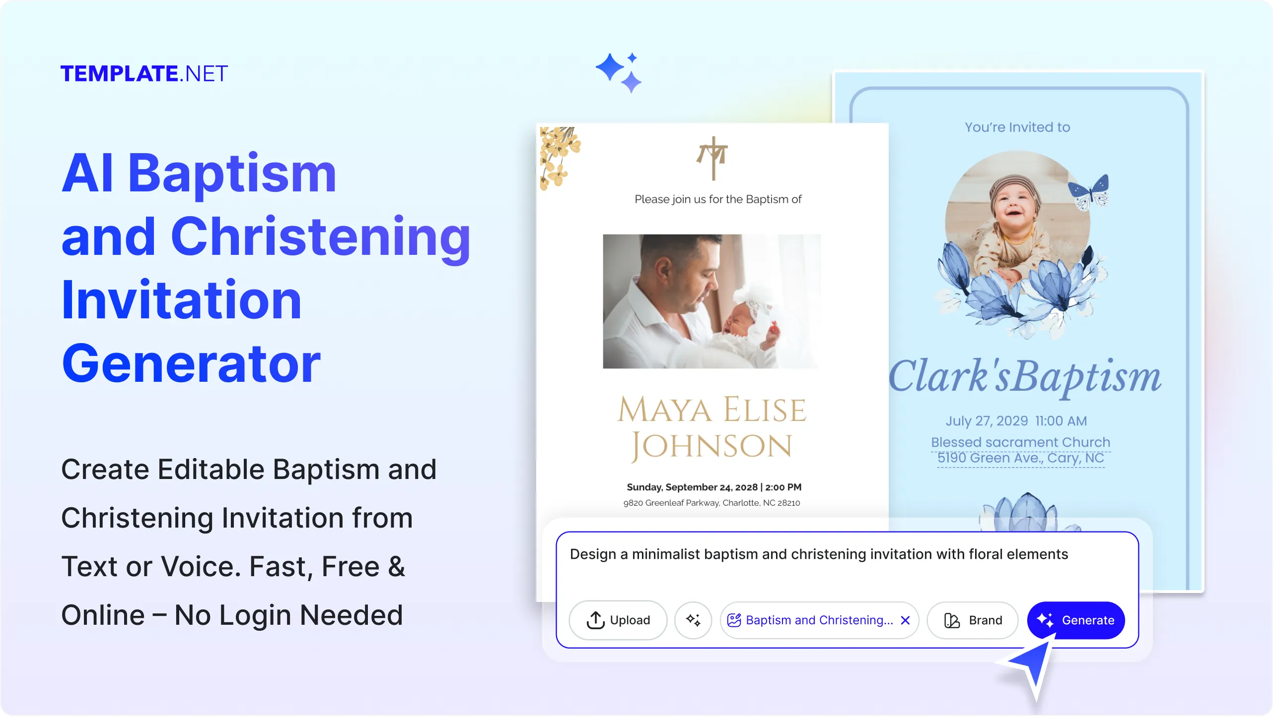 Free AI Baptism & Christening Invitation Generator, Free Online Invitation Maker